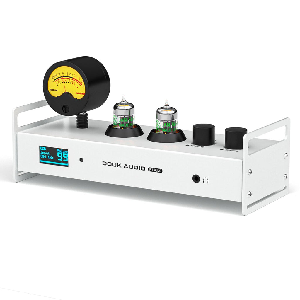 Douk Audio 2 Channel Bluetooth Vacuum Tube Preamp Hi-Fi Headphone Amp USB DAC PC Sound Card Wireless Receiver Audio Preamplifier with VU Meter Optical Coaxial APTX LDAC DSD256 Remote Control