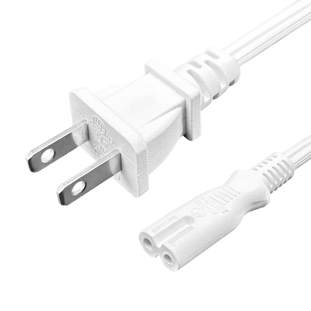 AC Power Cord Standard 6ft for Xbox One Xbox Series Sony PS3/PS4/PS5 Speaker Monitor Samsung LG Sony TCL Toshiba Hisense TV Power Cable Replacement Black Non Polarized (White)