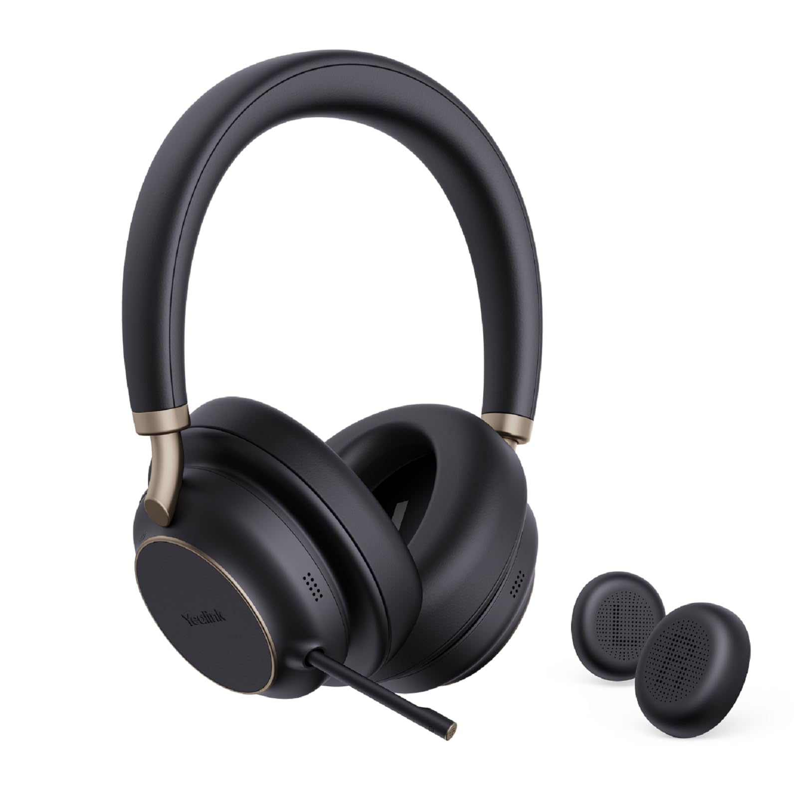 Yealink BH76 Plus Bluetooth Headset Wireless Headset with Microphone for PCActive Noise Cancelling Retractable Hidden Mic Arm Compatible with PC Mac Works with Teams (Certified) USB-A