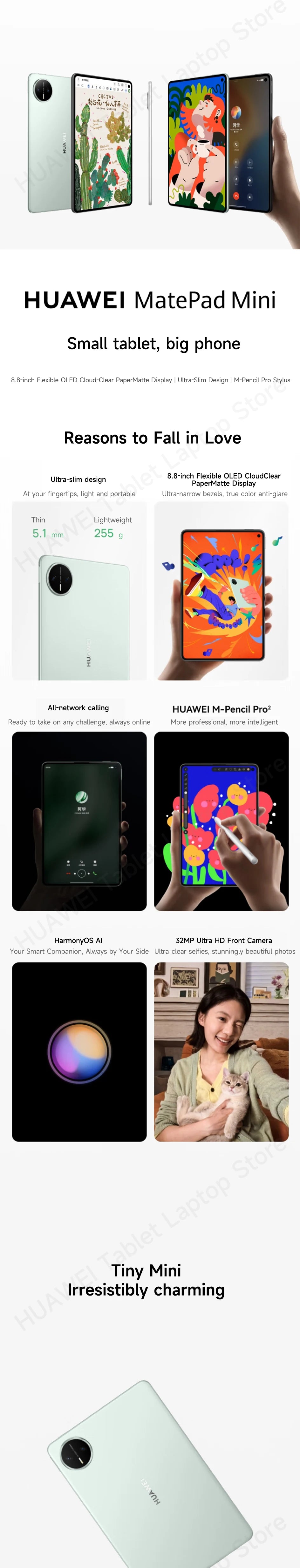 HUAWEI MatePad Mini Tablet LTE/WiFi 7 8.8-inch CPU Kirin 9010 Harmony OS 6
