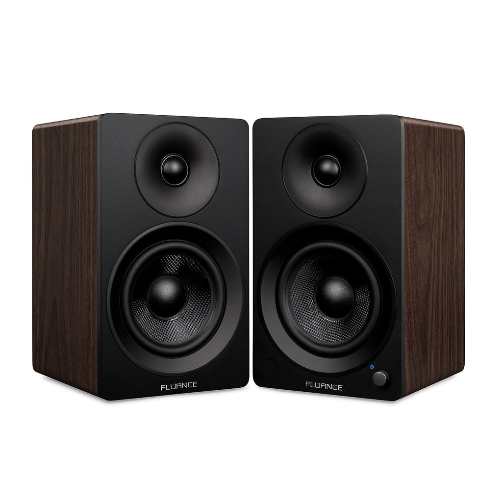 Fluance Ai41 Powered 2-Way 2.0 Stereo Bookshelf Speakers with 5" Drivers 90W Amplifier for Turntable TV PC and Bluetooth 5 Wireless Music Streaming with RCA Optical Subwoofer Out (Natural Walnut)