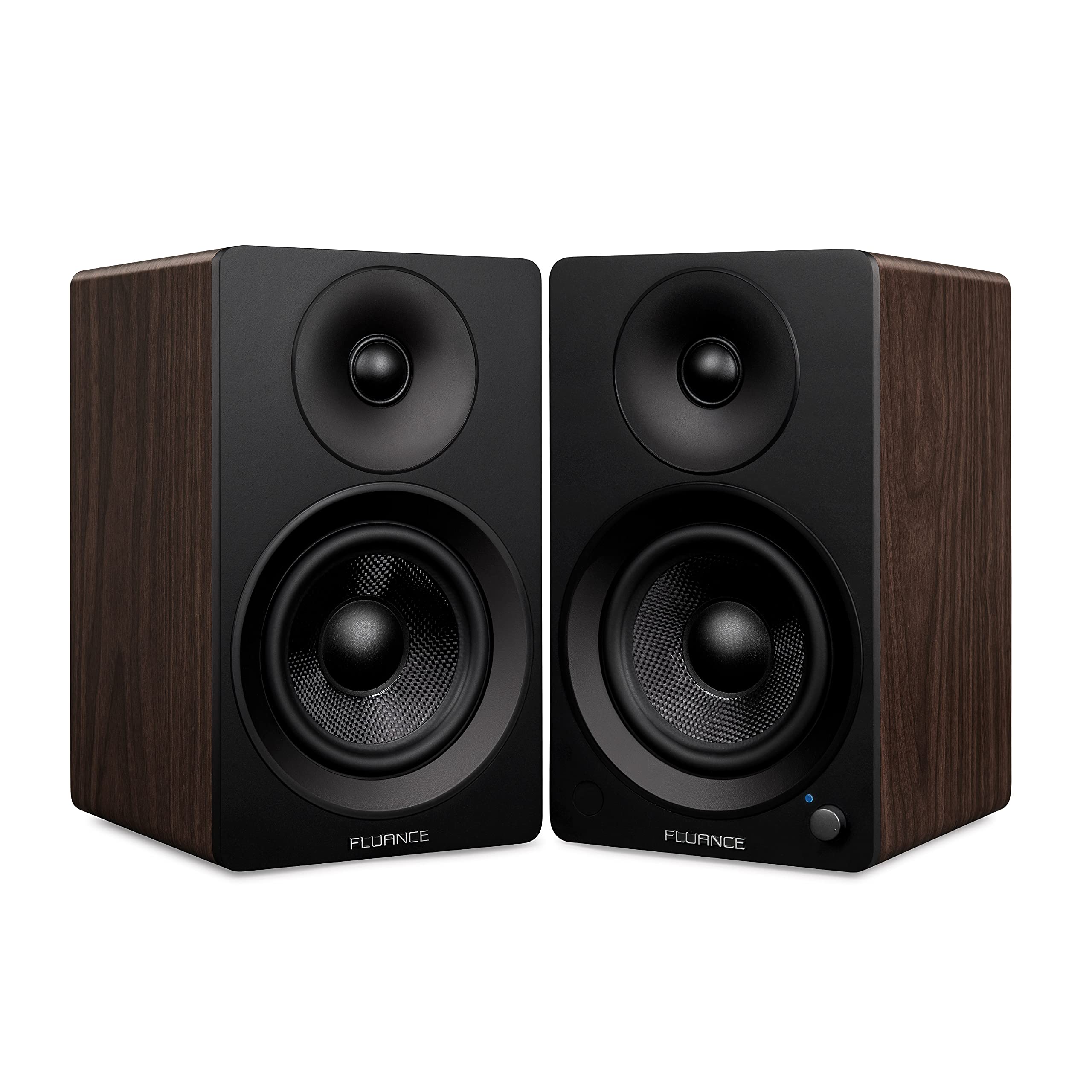 Fluance Ai41 Powered 2-Way 2.0 Stereo Bookshelf Speakers with 5" Drivers 90W Amplifier for Turntable TV PC and Bluetooth 5 Wireless Music Streaming with RCA Optical Subwoofer Out (Natural Walnut)