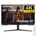 SAMSUNG 28" Odyssey G70B 4K UHD IPS 144Hz 1ms G-Sync Wireless Gaming Monitor - 3840 x 2160 16:9 1000:1 HDR 10+ WiFi Bluetooth 5.2 DisplayPort HDMI USB 3.0 Ethernet Swivel tilt Pivot Adjust