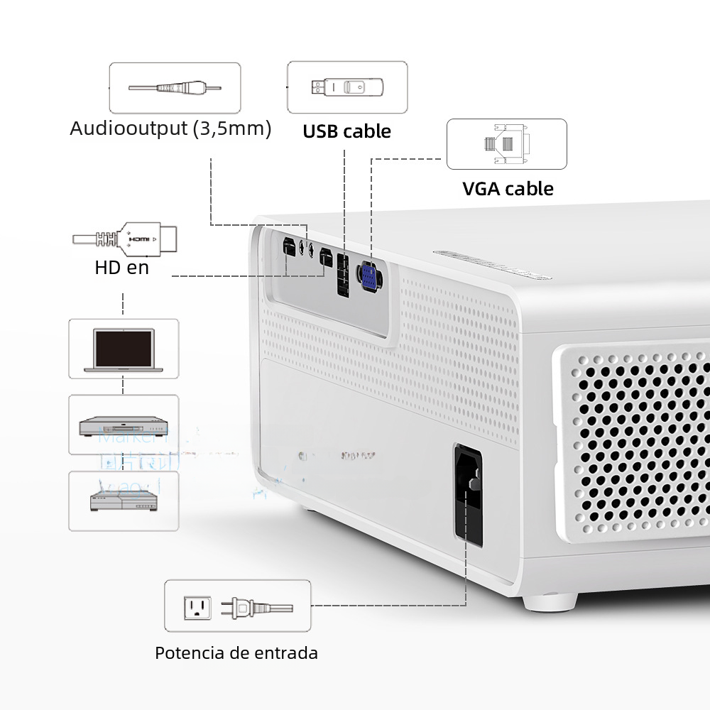 AKEY7 1080P LED Projector 7500 Lumens 4K Support
