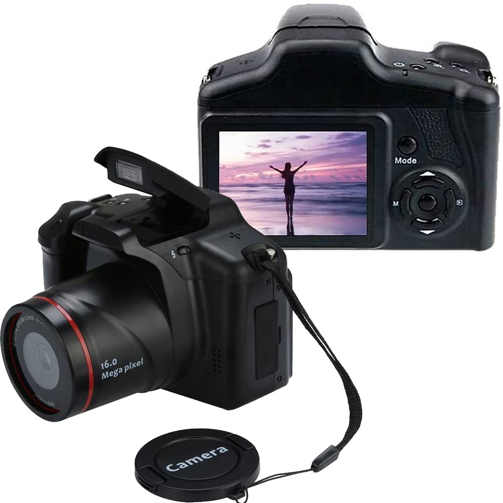Acuvar Digital Camera 16 Megapixel Photo Camera Mini Digital SLR Camera CMOS Sensor 2.4“ TFT LCD Compact Camera 16X Digital Zoom Video Camera for Children Adults Beginners Black