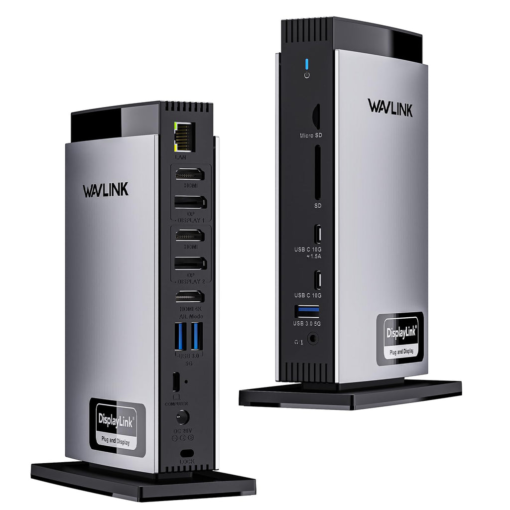 WAVLINK USB C DisplayLink Docking Station 15 in 1 with 3 HDMILaptop Docking Station Triple Monitor 4K60Hz100W Charging for M1 M2 M3 Mac and Windows5 USB Ports 2DPEthernet Port Audio/Mic SD/TF
