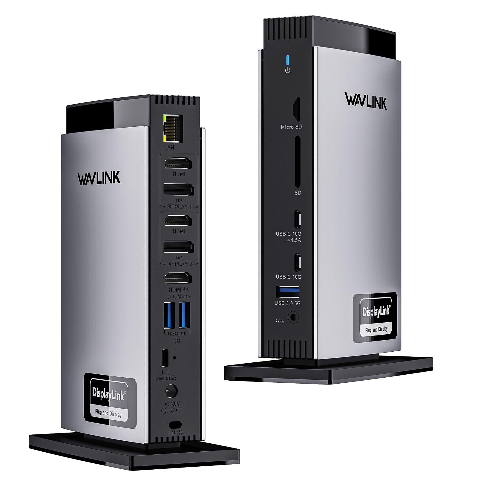 WAVLINK USB C DisplayLink Docking Station 15 in 1 with 3 HDMILaptop Docking Station Triple Monitor 4K60Hz100W Charging for M1 M2 M3 Mac and Windows5 USB Ports 2DPEthernet Port Audio/Mic SD/TF