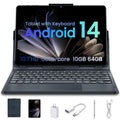 Tablet Android 14 Tablets 64GB+10(4+6 Expand)GB 512GB Expandable Octa-Core Tablet with WiFi 8000mAh Battery 10.1 inch Tablet with 800MP Camera Tablet with Keyboard Case Stylus Bluetooth (Blue)